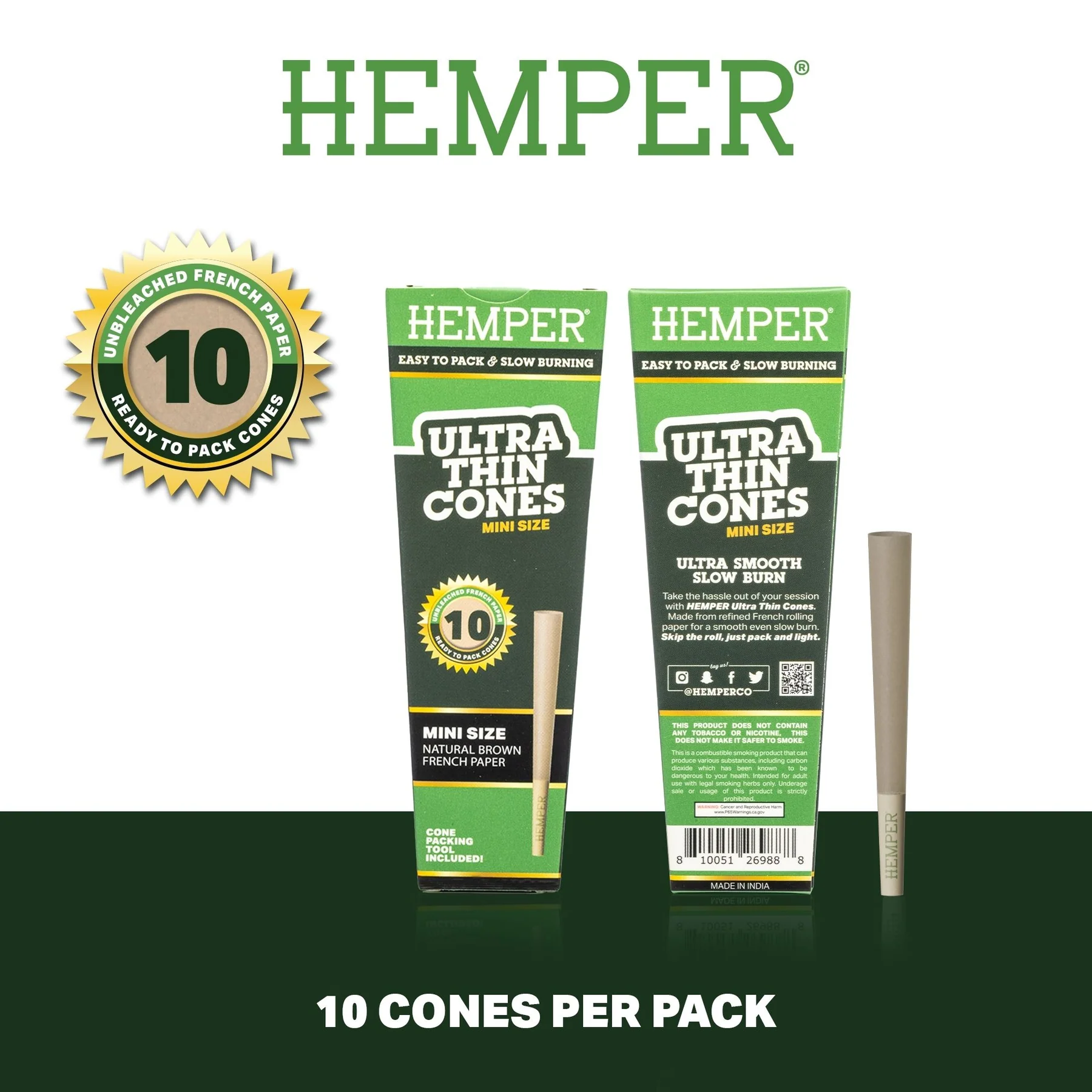 Hemper - Ultra-Thin Mini 經典棕色 預捲菸 10入