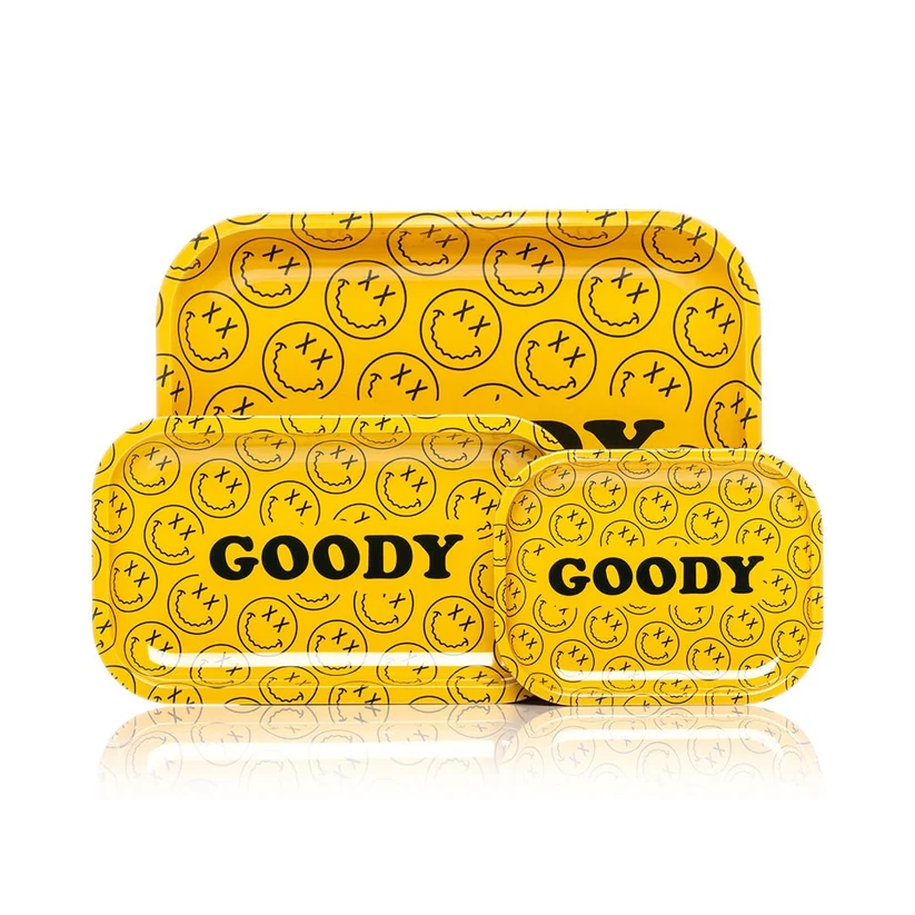 Goody Glass - Yellow Pattern Face 圖騰笑臉 金屬捲菸盤:圖片 2