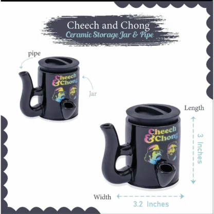 Cheech & Chong - Stash Jar Pipe 二合一陶瓷管與儲藏罐組合：圖片 3