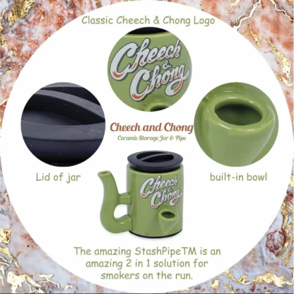 Cheech & Chong - Stash Jar Pipe 二合一陶瓷管與儲藏罐組合：圖片 4