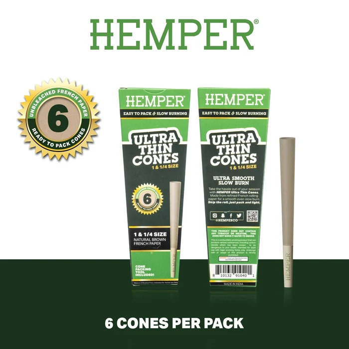 Hemper - Ultra-Thin 1¼ 經典棕色 預捲菸 6入