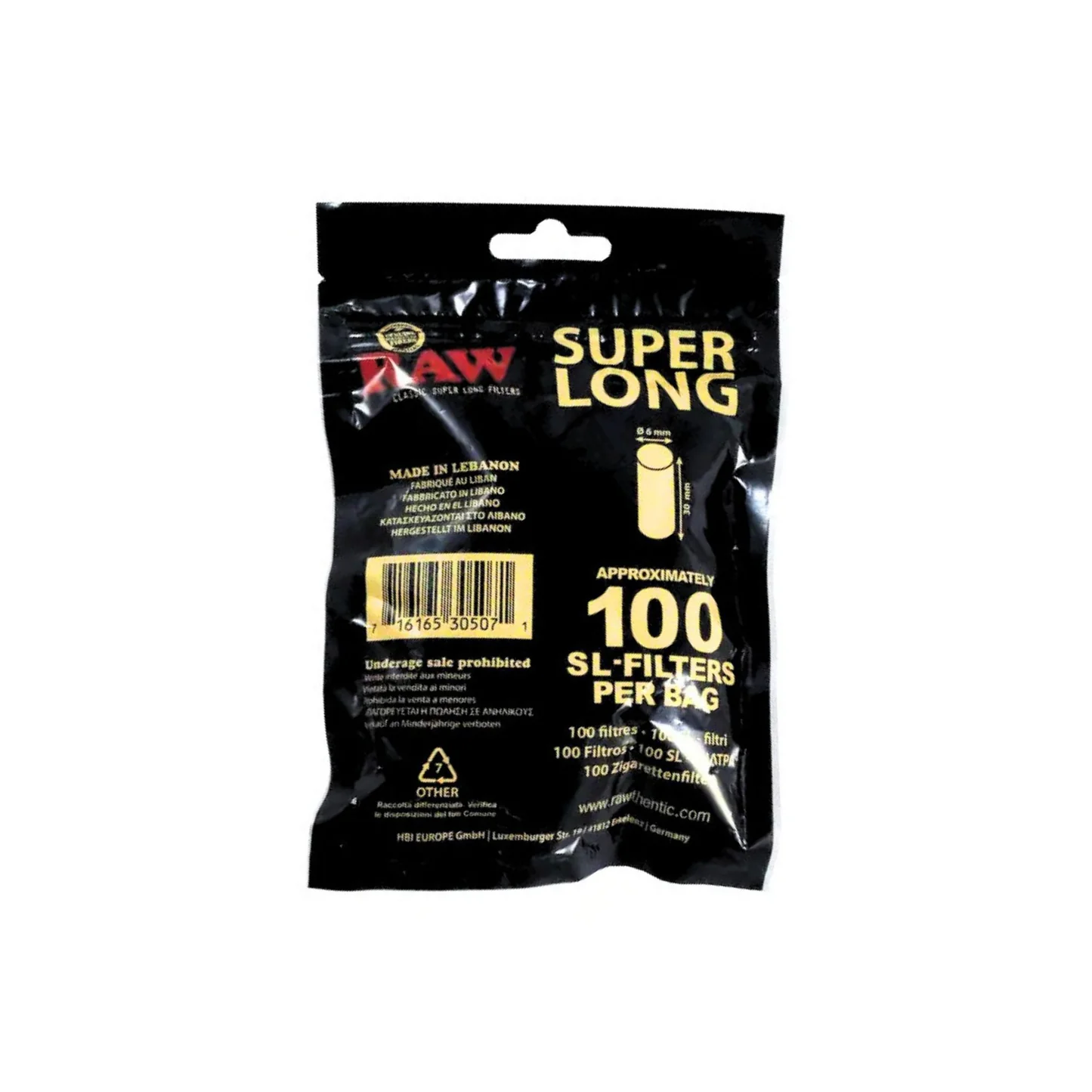 RAW - Black 黑選預捲紙筒 特長濾嘴（6 mm / 100入）：圖片 3