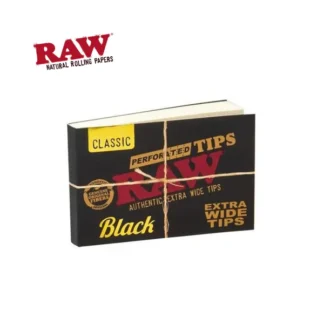RAW - Black Perforated XTRA Tips 黑選 超寬摺痕 濾嘴紙 40入